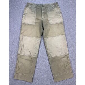 Y2K GAP Patchwork Pants Women's 6 Green Button Fly Double Knee Panel Military